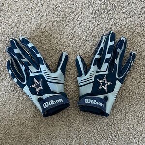 Wilson NFL Cowboys Dark Blue and White receiver Gloves